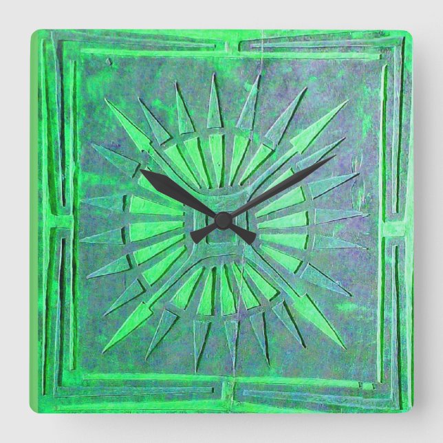 MORNSTAR , Hellgrün Quadratische Wanduhr (Vorderseite)