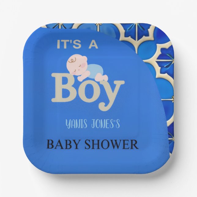 Moroccan Boy Baby Shower  Pappteller (Vorderseite)