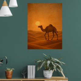 Moroccan Desert Camel Sunset Poster