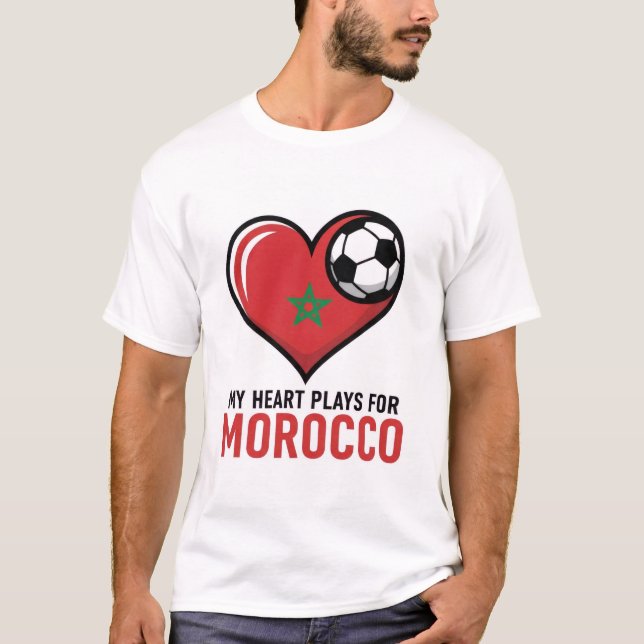 Moroccan Flag Football Passion Design T-Shirt (Vorderseite)