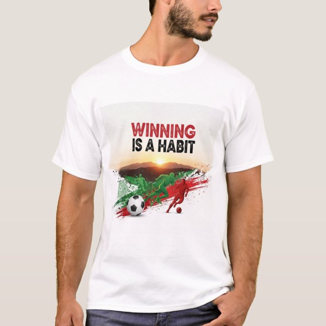 Moroccan Flag Motivation & Champion Mindset Design T-Shirt (Vorderseite)