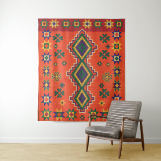 Moroccan Harmony in Orange Wandteppich