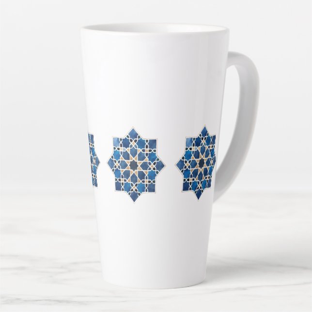 Moroccan Islamic Geometric Star Pattern Watercolor Milchtasse (Rechte Ecke)