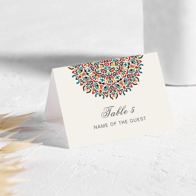 Moroccan Lattice Geo Mandala Wedding Place Card Tischnummer (Von Creator hochgeladen)