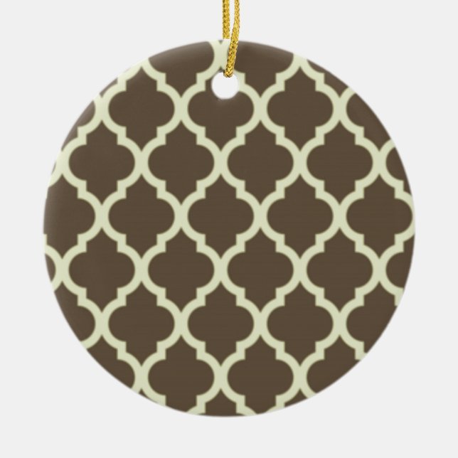 Moroccan Lattice Pattern whiter Brown & Keramik Ornament (Vorne)