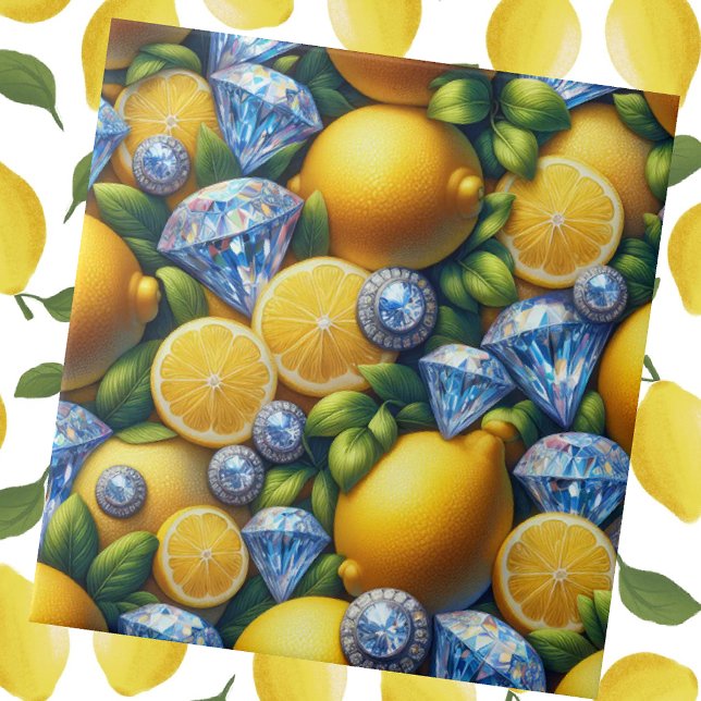 Moroccan Mediterranean Lemons and Diamonds Fliese (Von Creator hochgeladen)