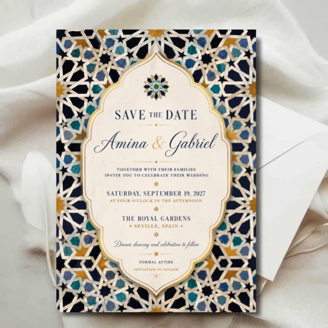  Moroccan Mosaic Elegant Mediterranean  Save The Date (Von Creator hochgeladen)