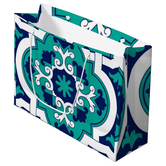 Moroccan Oasis Mosaic for Luxury Mediterranean  Große Geschenktüte (Vorderseite Schrägansicht)