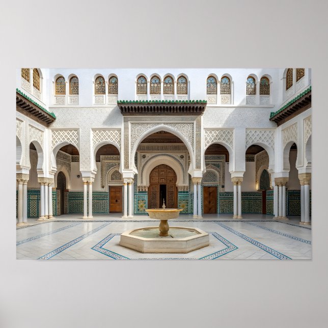Moroccan Palace Courtyard with Fountain Poster (Vorne)