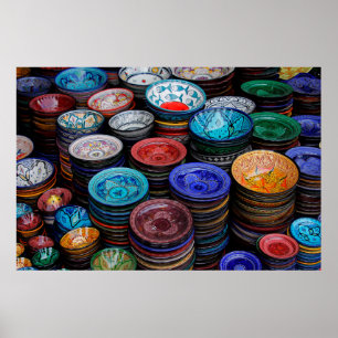 Moroccan Plate At Market Poster