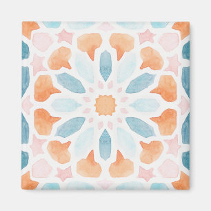 Moroccan style pillow in blue and orange style 2 magnet