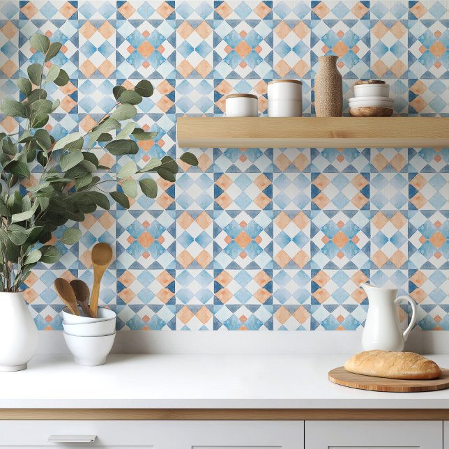 Moroccan style tile geometric orange blue summer fliese (Von Creator hochgeladen)