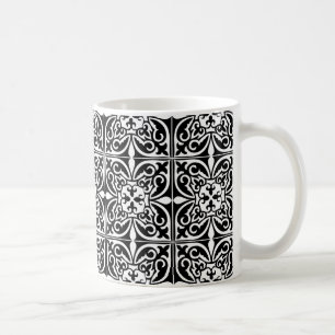 Moroccan tile - black with white background tasse