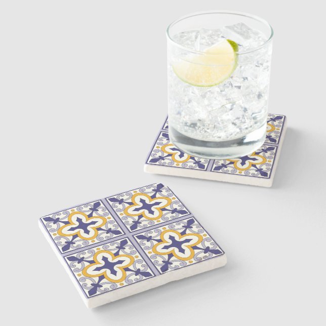 Moroccan Tiles Pattern #2 Steinuntersetzer (Seitenansicht)