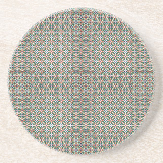 Moroccan Zellige Pattern Geometric Coaster Getränkeuntersetzer (Vorne)