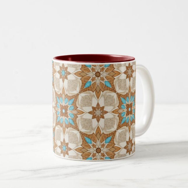 Moroccan Zellij Tile Art Mug Zweifarbige Tasse (VorderseiteRechts)