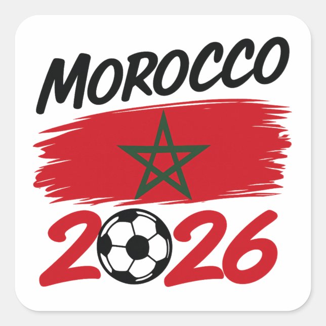 Morocco 2026 Soccer Fan Football Supporter Pride  Quadratischer Aufkleber (Vorderseite)