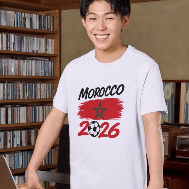 Morocco 2026 Soccer Fan Football Supporter Pride  T-Shirt (Von Creator hochgeladen)