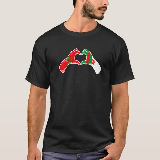Morocco Algeria Flag - Moroccan Algerian Heart Pre T-Shirt (Vorderseite)
