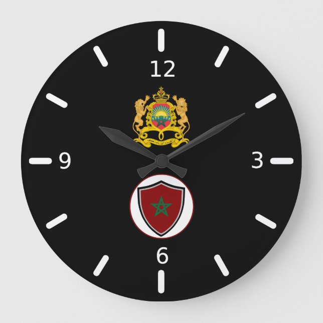 Morocco flag-coat arms large clock große wanduhr (Vorderseite)