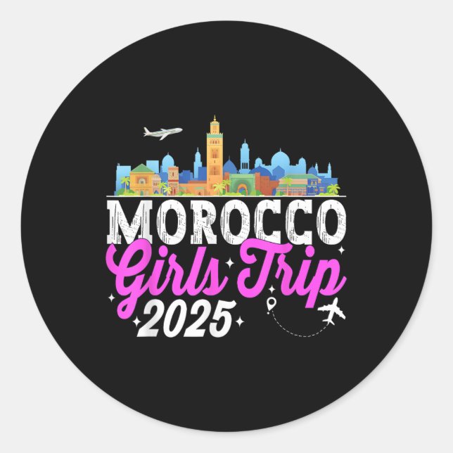 Morocco Girls Trip 2025 Summer Vacation Bacheloret Runder Aufkleber (Vorderseite)