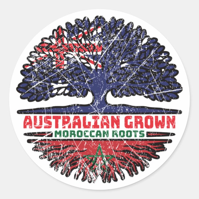 Morocco Moroccan Australian Australia Tree Roots Runder Aufkleber (Vorderseite)