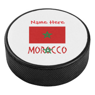 Morocco Moroccan Flag Red Personalized Name Eishockey Puck