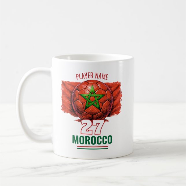 Morocco National Football Flag Heritage Soccer Kaffeetasse (Links)