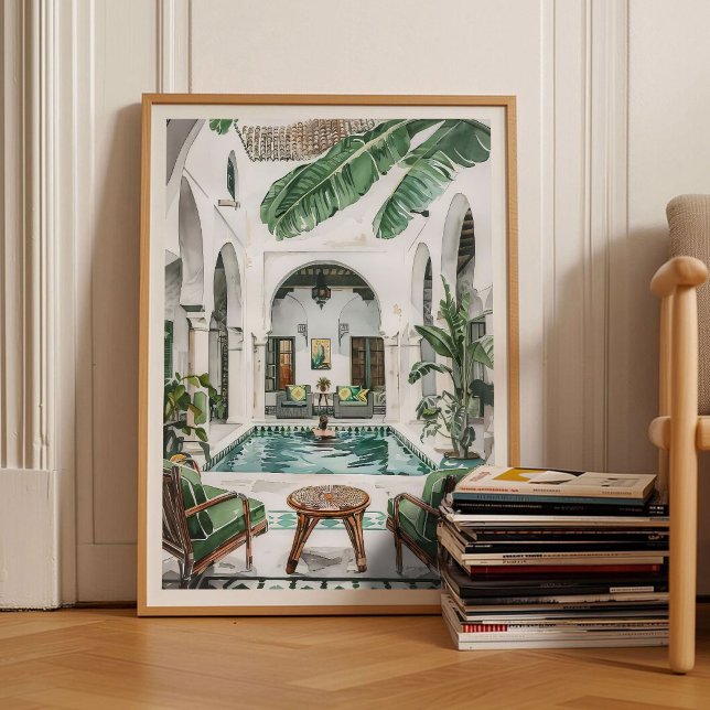 Morocco Print Morocco Illustration Moroccan Riad  Poster (Von Creator hochgeladen)