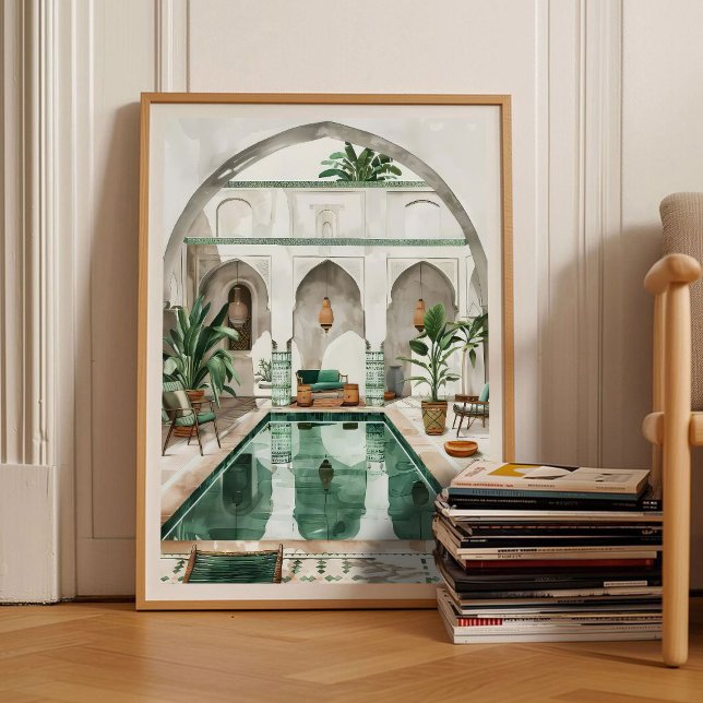 Morocco Print Morocco Illustration Moroccan Riad  Poster (Von Creator hochgeladen)