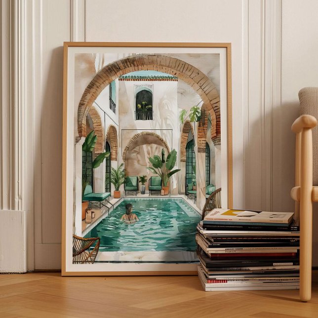 Morocco Print Morocco Illustration Moroccan Riad  Poster (Von Creator hochgeladen)