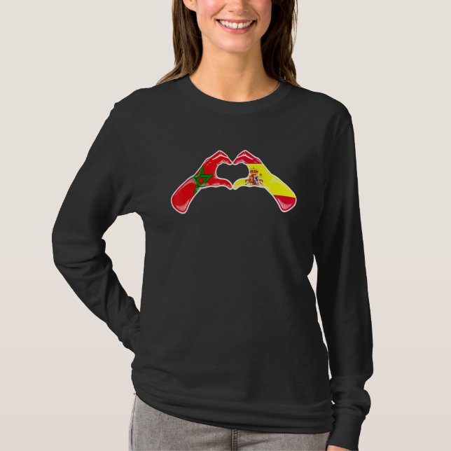 Morocco Spain Flag - Moroccan Spanish Heart T-Shirt (Vorderseite)