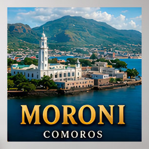 Moroni Vulkanische Gipfel und Indischer Ozean Para Poster