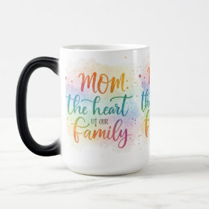 Morphing Tasse 15 oz - "Mama: Das Herz unserer Fam