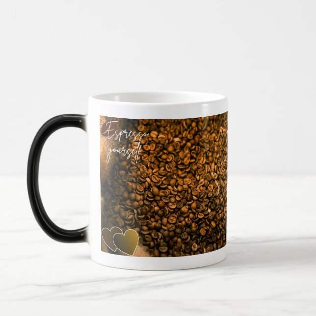 Morphing-Tasse mit Kaffeethema  Verwandlungstasse (Links)