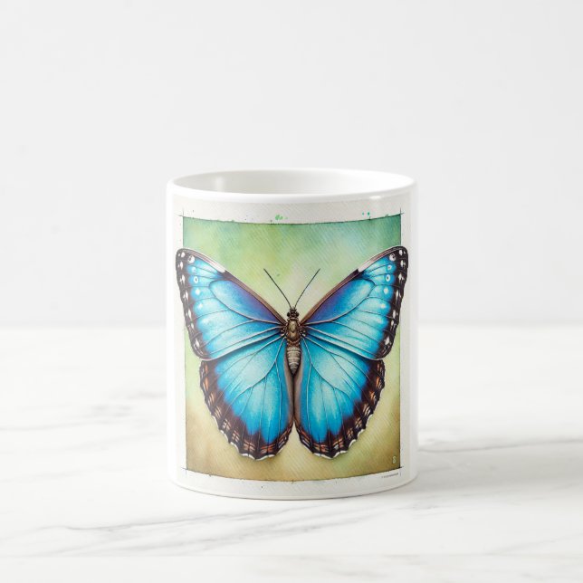 Morpho Butterfly 110924IREF224 - Watercolor Kaffeetasse (Mittel)