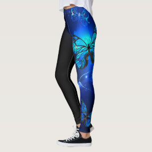 Morpho Butterfly im dunklen Hintergrund Leggings
