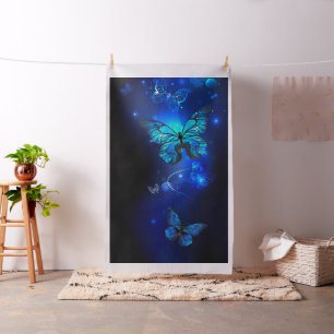 Morpho Butterfly im dunklen Hintergrund Stoff