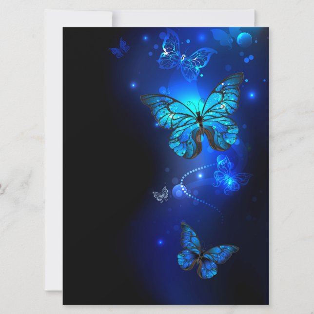 Morpho Butterfly in the Dark Background Ankündigung (Vorderseite)