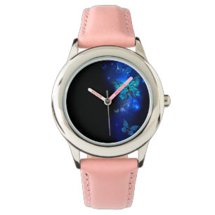 Morpho Butterfly in the Dark Background Armbanduhr
