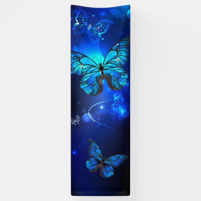 Morpho Butterfly in the Dark Background Banner (Vertikal)