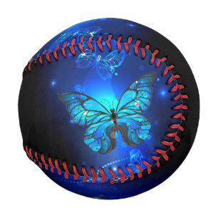Morpho Butterfly in the Dark Background Baseball