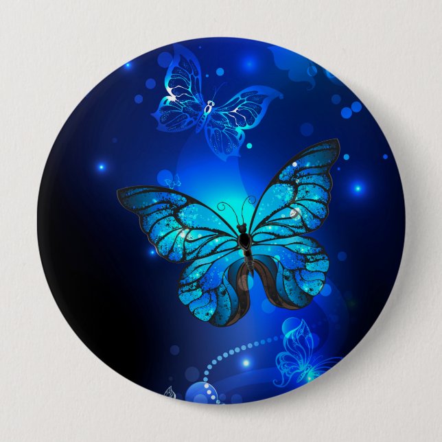Morpho Butterfly in the Dark Background Button (Vorderseite)