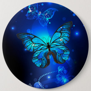 Morpho Butterfly in the Dark Background Button