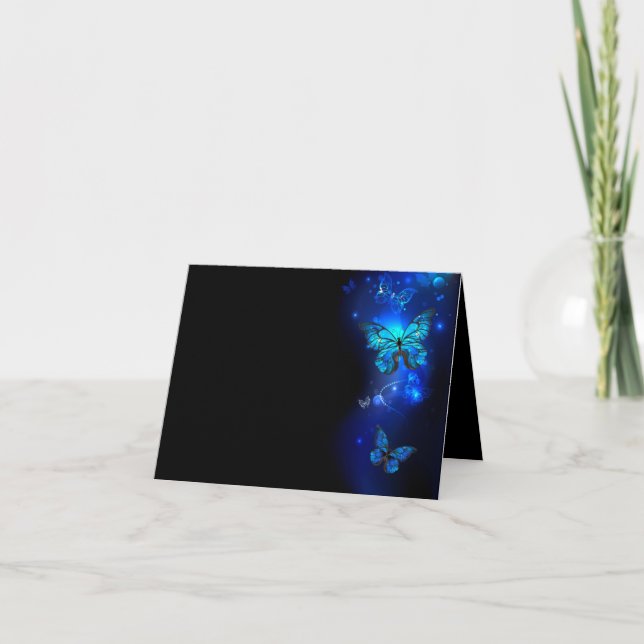 Morpho Butterfly in the Dark Background Dankeskarte (Vorderseite)