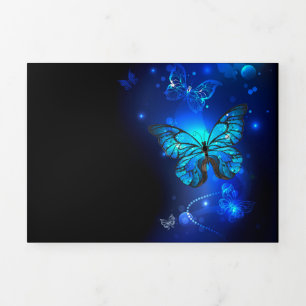 Morpho Butterfly in the Dark Background Dreifach-gefaltete Programmkarte