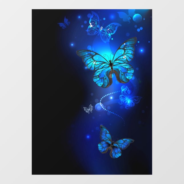 Morpho Butterfly in the Dark Background Fensteraufkleber (Blatt)