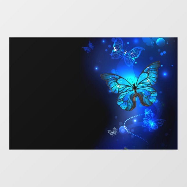 Morpho Butterfly in the Dark Background Fensteraufkleber (Blatt)