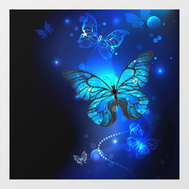 Morpho Butterfly in the Dark Background Fensteraufkleber (Blatt)
