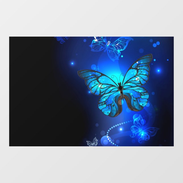 Morpho Butterfly in the Dark Background Fensteraufkleber (Blatt)